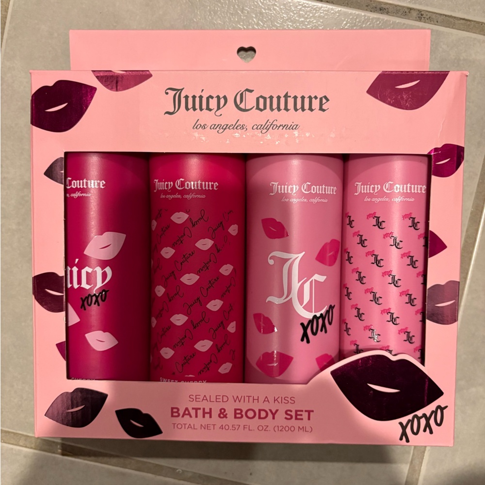 Juicy Couture Pink Bath & Body Set Cherry Valentine’s Day Gift Set NWT